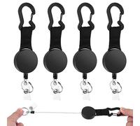 Giwnhvx Lot de 4 porte-clés rétractables, enrouleurs de clés extensibles avec corde en acier de 60 cm, mousqueton robuste, bobine de badge d'identification avec rétractable