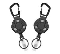 Giwnhvx Lot de 4 porte-clés rétractables très résistants, enrouleurs de badge rétractables, porte-badges avec mousqueton, cordon en acier revêtu de 80 cm, facile à installer