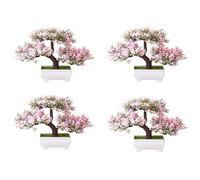Giwnhvx Lot de 4 pots de fleurs artificielles pour bonsaï