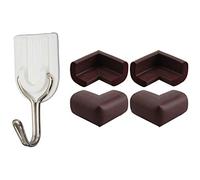Giwnhvx Lot de 4 protections d'angle de bureau pour enfants et nourrissons Café et 6 crochets muraux porte-serviettes Blanc