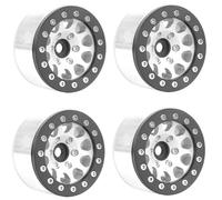 Giwnhvx Lot de 4 roues en métal argenté et noir de 3,9 cm pour voiture sur chenilles Axial SCX10 Ghost TRX4 TRX6 D90 1/10 RC