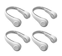 Giwnhvx Lot de 4 ventilateurs tour de cou sans feuilles à suspendre, ventilateur tour de cou paresseux à 360 degrés, 78 sorties d'air surround, rechargeable par USB, 4000 mAh, blanc