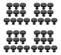 Giwnhvx Lot de 40 boutons d'armoire moletés ronds pour tiroir, commode, armoire et armoire - Noir mat