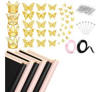 Giwnhvx Lot de 40 feuilles de papier cadeau imperméable pour fleurs, feuilles de papier cadeau pour bouquet, papier d'emballage cadeau floral avec rubans et épingles à fleurs