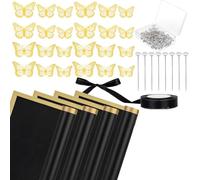 Giwnhvx Lot de 40 feuilles de papier cadeau motif bouquet de fleurs pour fête des mères, mariage, anniversaire, remise de diplôme, cadeau facile à installer, noir
