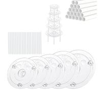 Giwnhvx Lot de 40 tiges de support en plastique pour gâteaux de 10,2 cm, 15,2 cm, 20,3 cm, 25,4 cm, 30,5 cm et 15 gâteaux transparents empilables