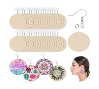 Giwnhvx Lot de 400 boucles d'oreilles rondes vierges en bois brut à faire soi-même