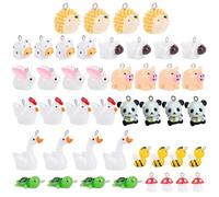 Giwnhvx Lot de 44 pendentifs en résine en forme d'animaux, jolis pendentifs en forme d'animaux, accessoires de bricolage pour bijoux de ferme, colliers et boucles d'oreilles
