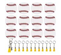 Giwnhvx Lot de 48 porte-clés vierges en acrylique avec 12 porte-clés softball, 12 pompons A