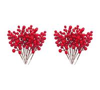 Giwnhvx Lot de 48 tiges de baies rouges artificielles de 20 cm pour sapin de Noël, couronne de bricolage