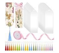 Giwnhvx Lot de 49 marque-pages vierges en acrylique transparent pour femmes, marque-pages cadeaux de Noël, marque-pages bricolage