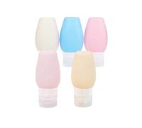 Giwnhvx Lot de 5 flacons vides de voyage en silicone pour shampooing, gel douche, lotion, sous-embouteillage, 60 ml