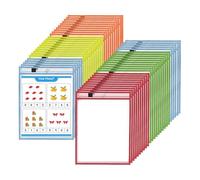 Giwnhvx Lot de 50 enveloppes réutilisables effaçables à sec, enveloppes de protection en 5 couleurs différentes pour les enseignants, les fournitures scolaires et les salles de classe