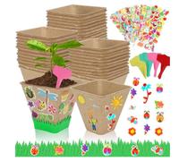Giwnhvx Lot de 50 kits artisanaux pour pots de papier de jardin, papier comme indiqué, 50 pots en plastique en papier mâché pots pour plantes de tourbe avec 20 ensembles de mousse et 50 étiquettes