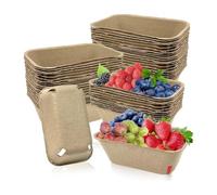 Giwnhvx Lot de 50 paniers de baies en fibre de pulpe pour récolter les fruits, paniers de baies moulés pour myrtilles, framboises, cerises et fraises