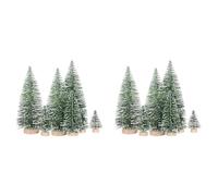 Giwnhvx Lot de 50 sapins de Noël artificiels miniatures, 5 tailles, avec base en bois pour décoration, bricolage, décoration de fête