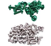 Giwnhvx Lot de 50 vis à tête hexagonale M6 x 12 mm en acier inoxydable avec 20 boulons hexagonaux verts en alliage d'aluminium M6