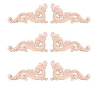 Giwnhvx Lot de 6 appliques d'angle en bois sculpté non peintes 15 x 8 x 0,8 cm