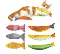 Giwnhvx Lot de 6 jouets à mâcher pour chat en forme de poisson de Saury - Jouet à mâcher pour chat adulte