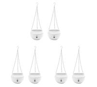 Giwnhvx Lot de 6 paniers pour jardinière suspendue en plastique avec crochets, pot de fleurs suspendu avec base amovible blanche