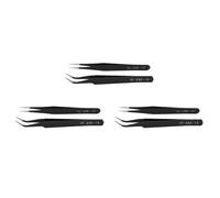 Giwnhvx Lot de 6 pinces à épiler droites et incurvées en strass pour extensions de cils Noir