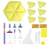 Giwnhvx Lot de 6 plateaux de peinture avec grille, plaque hexagonale pour perceuse de grande capacité, stylo pour peinture avec diamants, point de croix, D
