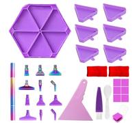 Giwnhvx Lot de 6 plateaux pour peinture avec grille plaque hexagonale pour perceuse, grande capacité, stylo pour peinture avec diamants, art point de croix, C