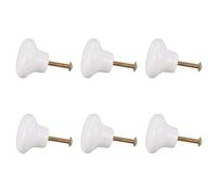 Giwnhvx Lot de 6 poignées de porte rondes en céramique pour placard de cuisine, armoire, blanc S