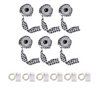 Giwnhvx Lot de 6 rouleaux de ruban rustique à LED pour sapin de Noël - Noir et blanc