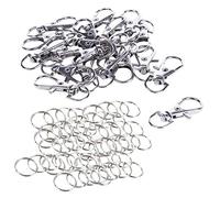 Giwnhvx Lot de 60 porte-clés universels fendus de 20 mm de diamètre extérieur et 20 porte-clés en métal à gâchette mousqueton de 35 mm