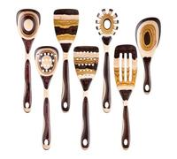 Giwnhvx Lot de 7 ustensiles en bois de pakka, respectueux de l'environnement, cuillère en bois pour la cuisine, kit d'ustensiles en bois pour la cuisine