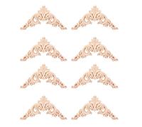 Giwnhvx Lot de 8 appliques d'angle en chêne non peint sculpté pour meubles 12,5 x 12,5 cm