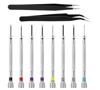 Giwnhvx Lot de 8 mini tournevis de précision pour montre avec deux pinces supplémentaires pour montres, lunettes, électroniques, travail, réparation de bijoux