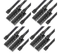 Giwnhvx Lot de 8 répartiteurs PWM pour ventilateur - 4 broches - Noir - Avec gaine - 5 voies - Pour boîtier de refroidissement - 40 cm