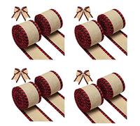 Giwnhvx Lot de 8 rouleaux de ruban d'emballage à carreaux avec bord métallique pour Noël - Rouge