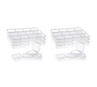 Giwnhvx Lot de 80 boîtes de rangement pour perles en plastique transparent avec couvercle charni pour petits objets, diamants, perles (2,2 x 2,2 x 0,79 pouces)