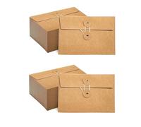 Giwnhvx Lot de 80 enveloppes en papier kraft avec fermeture à cordon et pochettes pour projets, 11,4 x 17,9 cm (marron)