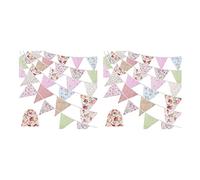 Giwnhvx Lot de 84 fanions en tissu de 12,2 m, bannière d'extérieur en coton vintage à trois coins pour jardin et anniversaire