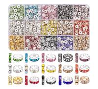 Giwnhvx Lot de 900 perles d'espacement de 8 mm pour travaux manuels, 15 couleurs, perles d'espacement en cristal étincelantes fantaisie
