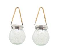 Giwnhvx Lumières solaires suspendues pour l'extérieur, sphère décorative en verre criné, éclairage imperméable à l'énergie solaire A