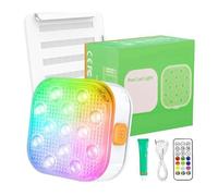 Giwnhvx Lumières Submersibles Rechargeables pour Piscine avec IP68 Imperméables, 16 Lumières LED Changantes de Couleur avec Colle