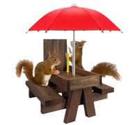 Giwnhvx Mangeoire à Écureuil en Bois pour Oiseaux et Animaux de Compagnie, Table à Manger, Banc, Table d'alimentation Suspendue, Mini Parapluie Décoratif