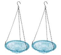 Giwnhvx Mangeoire à oiseaux suspendue en forme de fleur pour oiseaux, bac à oiseaux pour décoration de jardin en plein air, fournitures pour mangeoire à oiseaux bleu