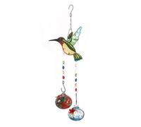 Giwnhvx Mangeoire en Verre Teinté Carillon Éolien Mangeoire à Eau pour Oiseaux pour Nourrir Les Oiseaux Facile à Utiliser C