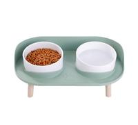 Giwnhvx Mangeoire pour Animaux de Compagnie Anti-Coup Double Bol Mangeoire Chat Chien Mangeoire à Eau Potable Protection Cervicale Fournitures pour Animaux de Compagnie Vert