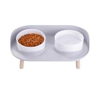 Giwnhvx Mangeoire pour Animaux de Compagnie Anti-Coup Double Bol Mangeoire Chat Chien Mangeoire à Eau Potable Protection Cervicale Fournitures pour Animaux de Compagnie Gris Clair