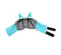 Giwnhvx Masque Anti-Mouches pour avec Oreilles, Masque pour Anti-Moustiques et Insectes, Masque Anti-Mouches Ma Chao Comfort, Masque Tête de Cheval, Bleu