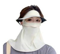 Giwnhvx Masque de protection solaire intégral en soie glacée anti-UV, respirant, blanc
