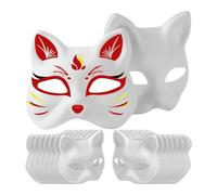 Giwnhvx Masques d'animaux en papier mâché blanc pour cosplay, théâtre, Halloween, salle de classe, art, chat
