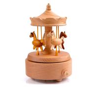 Giwnhvx Merry-Go-Round Boîte à musique en forme de cheval en bois Artisanat Cadeaux d'anniversaire Décoration d'intérieur